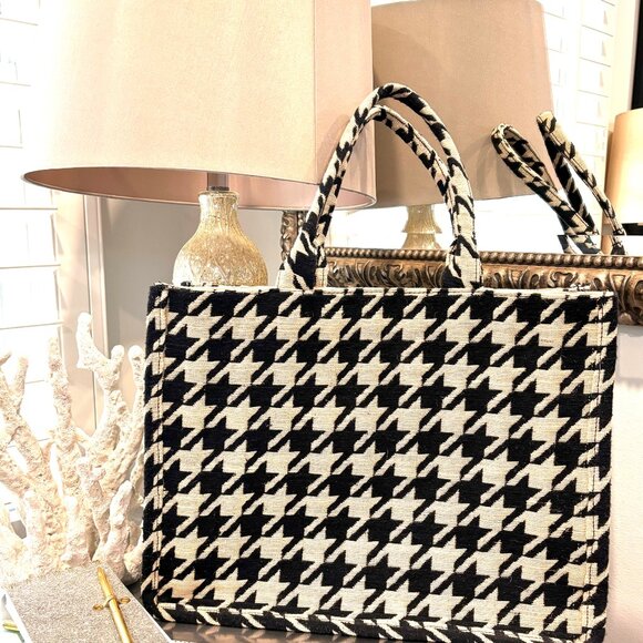 H&M Houndstooth Shopper Tote Bag - Picture 1 of 4